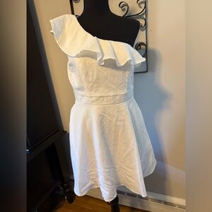 Francesca's Collections White One Shoulder Dress